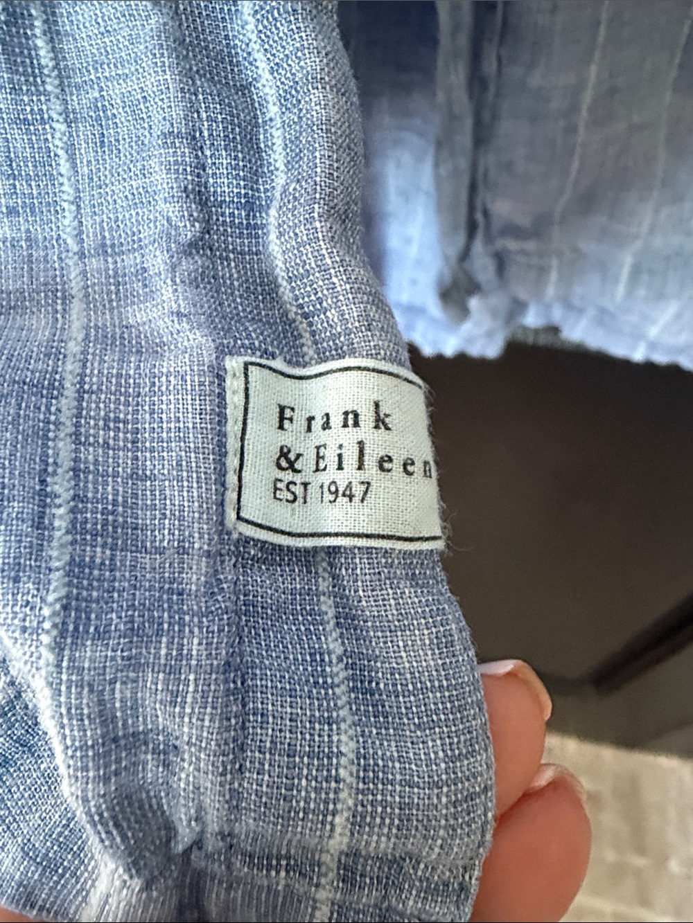 Frank & Eileen Hunter Light Blue Striped Linen Button-Down Shirtdress - Picture 4 of 5